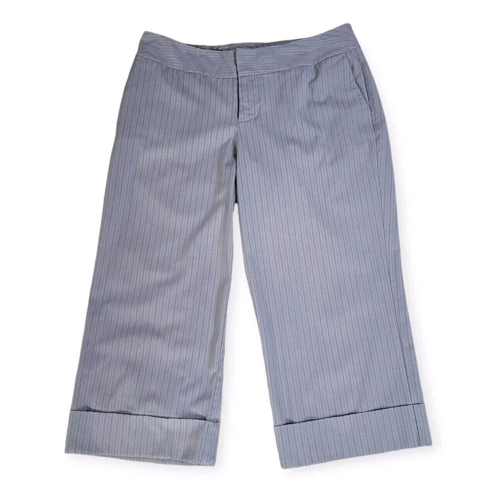 Mossimo Gray Striped Capri Dress Pants Womans Sz 6 Flat Front Corpwear Office